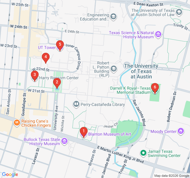 Route map for Academic Icons: University of Texas Campus