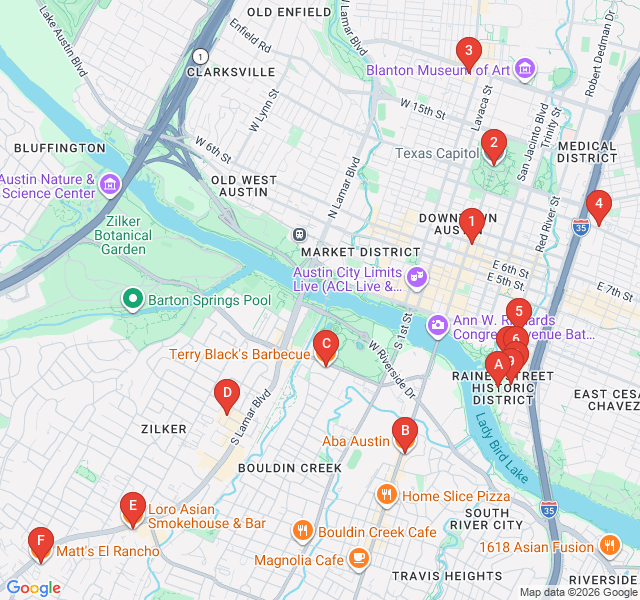 Route map for Bungalows to Bars: Rainey Street History