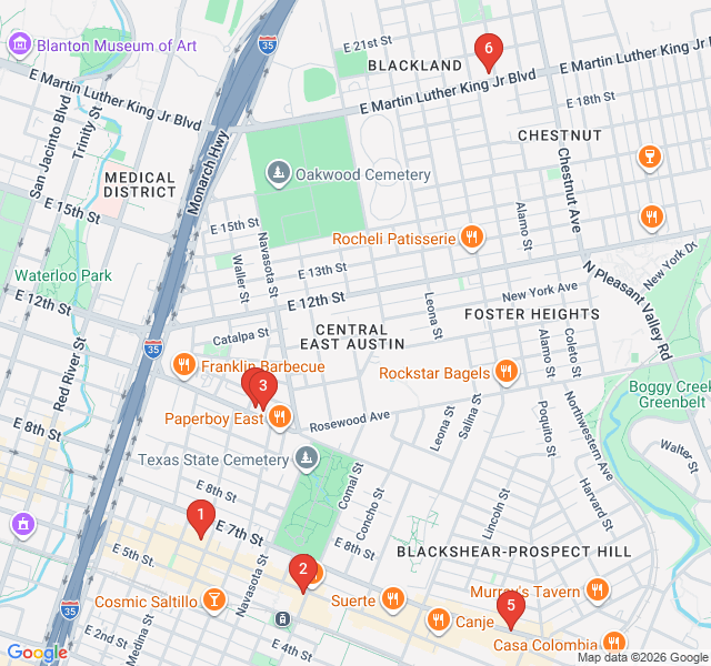 Route map for Murals and Makers: East Austin Street Art