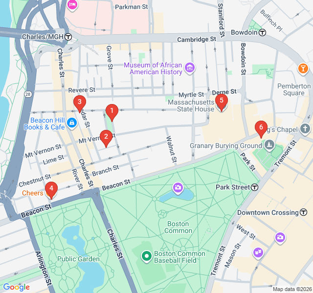 Route map for Beacon Hill Gaslights & Hidden Alleys