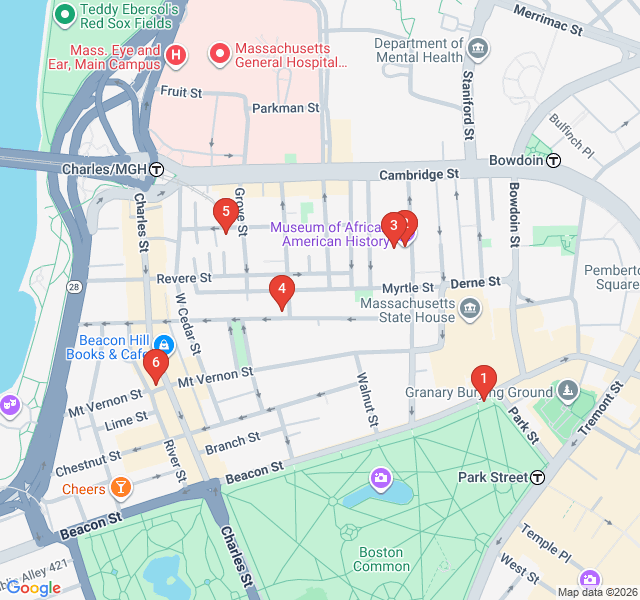 Route map for The Black Heritage Trail of Beacon Hill