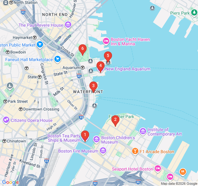 Route map for Boston Harborwalk: Wharves & Waterfront