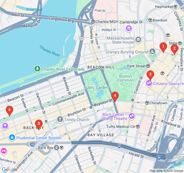 Route map for Literary Legends of Back Bay
