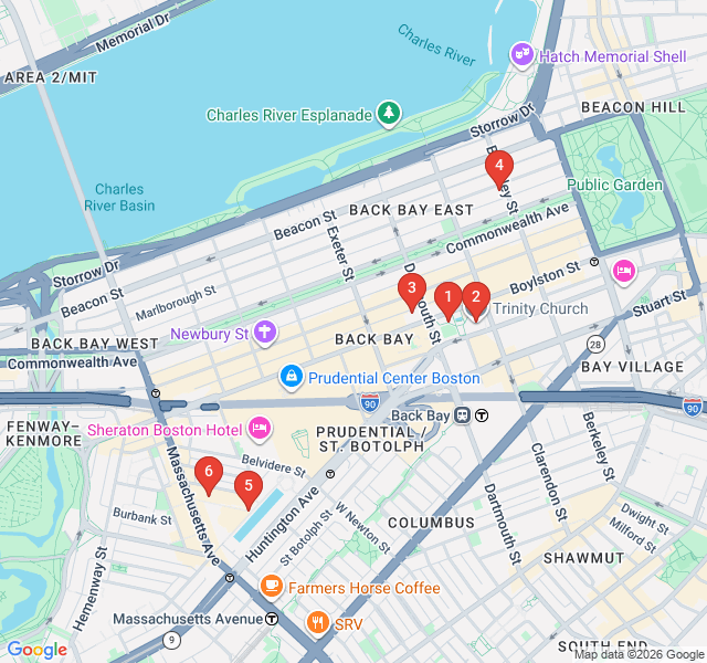 Route map for Sacred Spaces of Copley Square