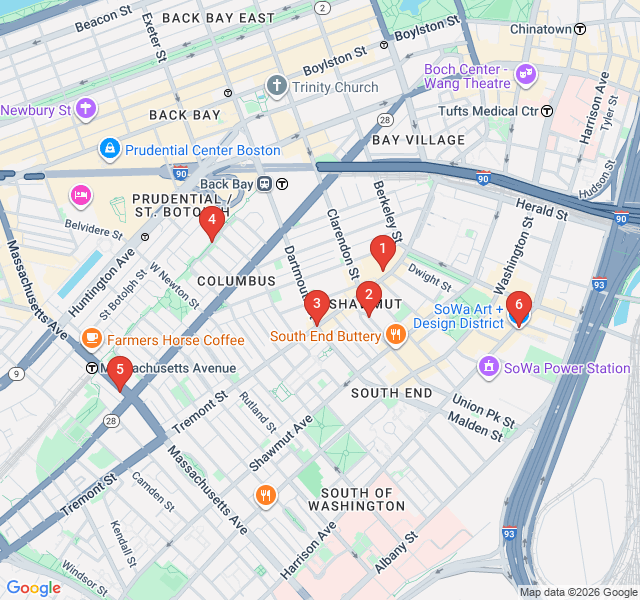 Route map for Victorian Splendor & South End Secrets