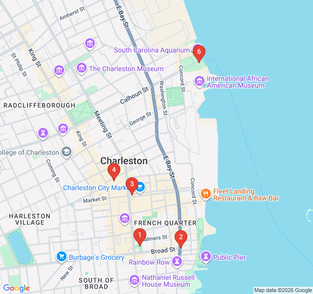 Route map for Echoes of Secession: Civil War Sites of Charleston