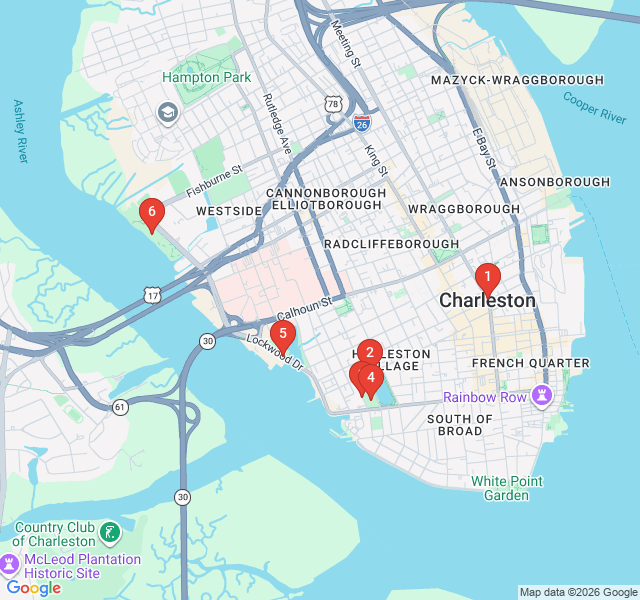 Route map for Golden Hour on the Ashley: Westside Waterfront Stroll