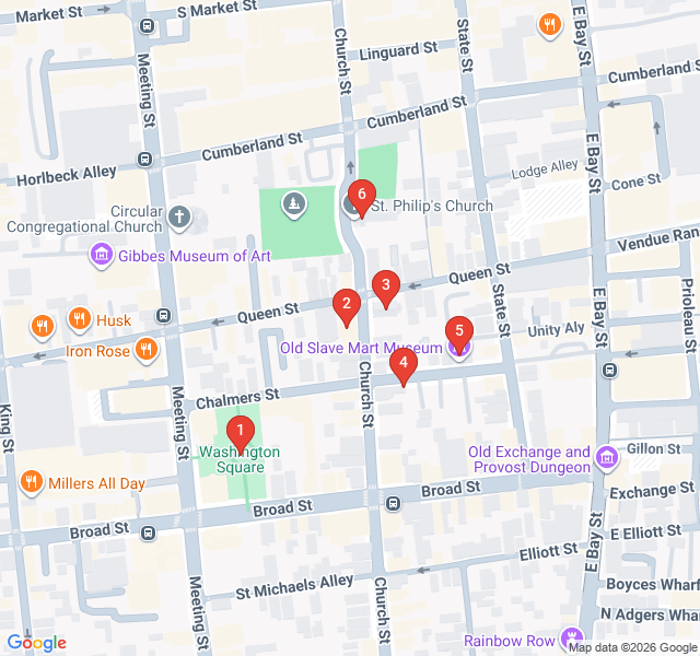 Route map for Steeples and Studios: The French Quarter Route