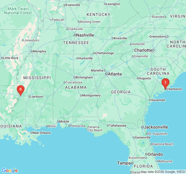 Route map for Unveiling Gullah Heritage: Charleston’s African Roots