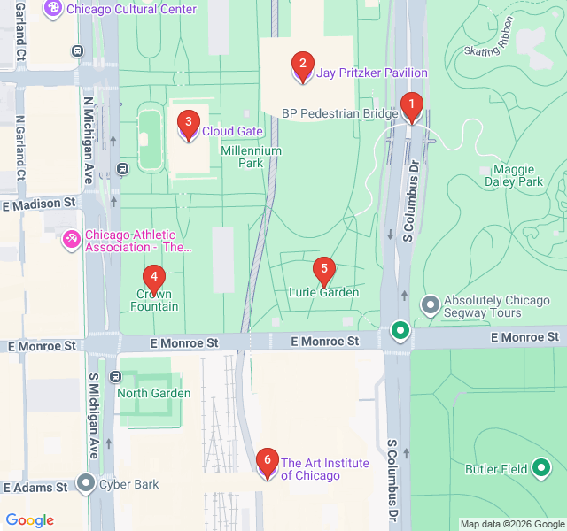 Route map for Art in the Park: Millennium Park’s Modern Icons