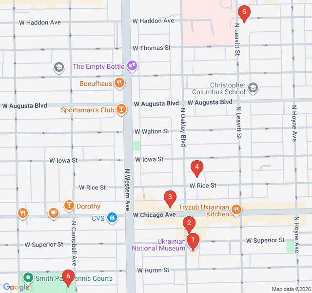 Route map for Spires of the West Side: Ukrainian Village Spiritual Trail