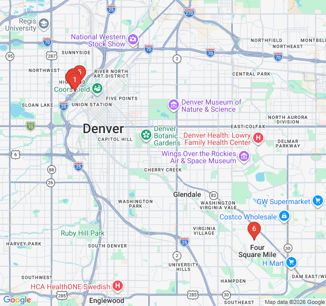 Route map for Bridges and Bites in LoHi
