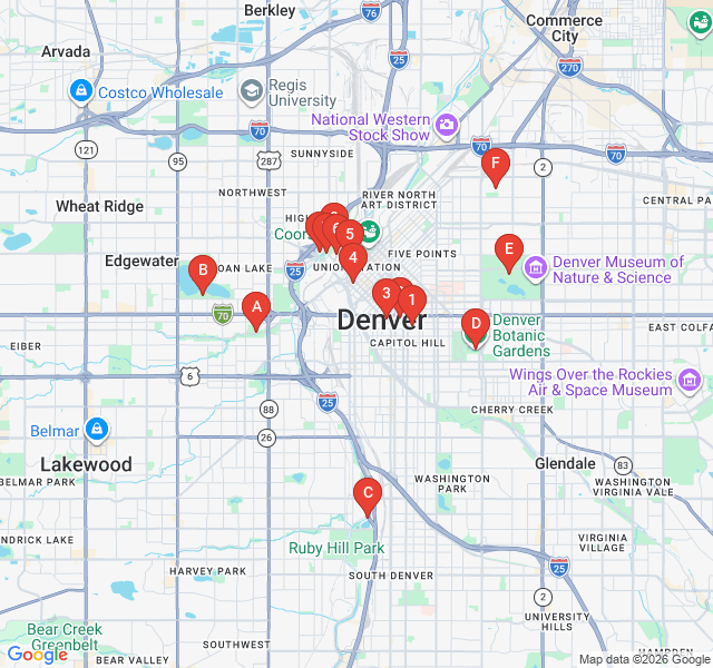 Route map for Where the Rivers Meet: Denver's Waterfront