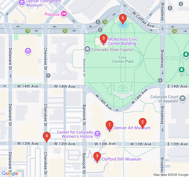 Route map for The Golden Dome and Civic Center Art