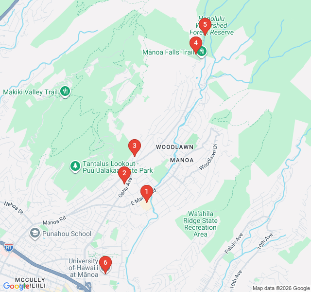 Route map for Manoa Valley Mist: Gardens & Intellectual Roots