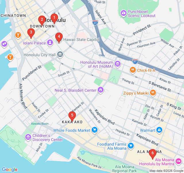 Route map for Mid-Century Modern Honolulu: Tropical Architecture Walk