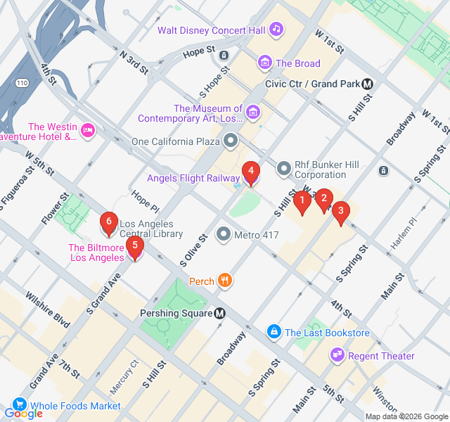 Route map for Art Deco Glitz and Historic Grit in DTLA