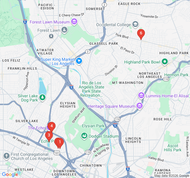 Route map for Echo Park's Victorian Charm and Lakeside Views