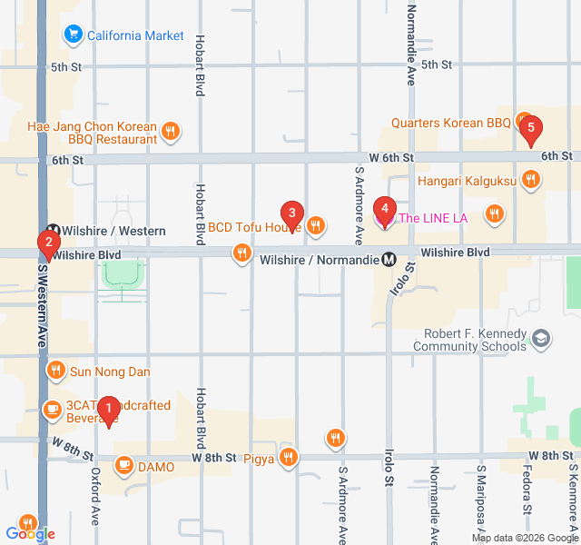 Route map for Koreatown: Art Deco Towers and Neon Nightlife