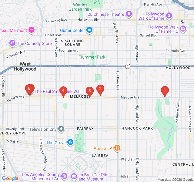 Route map for Melrose Avenue: Street Art and Style