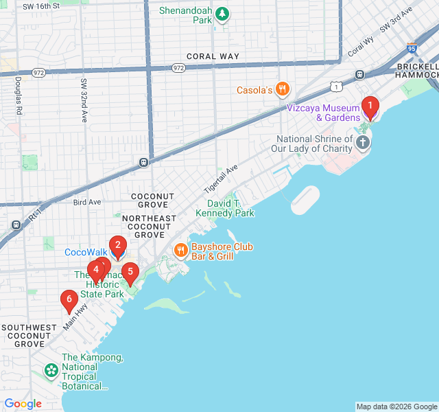 Route map for Bohemian Roots of Coconut Grove