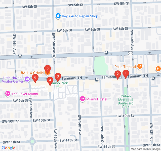 Route map for Calle Ocho: Cuban Heart of Miami