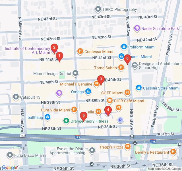 Route map for Couture & Curated Art in the Design District