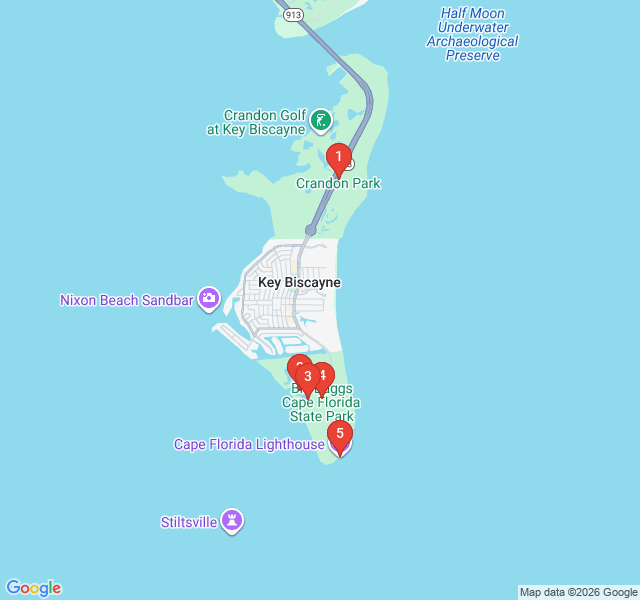 Route map for Island Escape: Key Biscayne Coastal Path