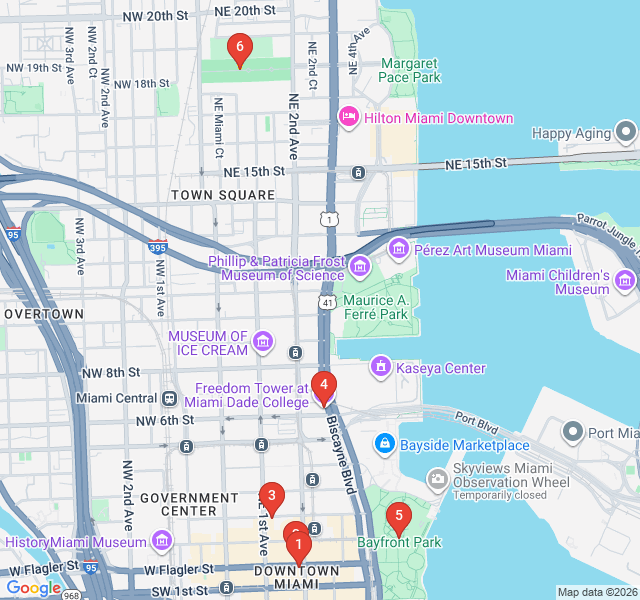 Route map for Miami's Birthplace: Downtown History Trail