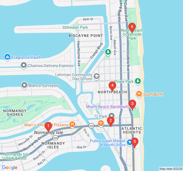 Route map for North Beach: Miami’s Hidden Mid-Century Shore
