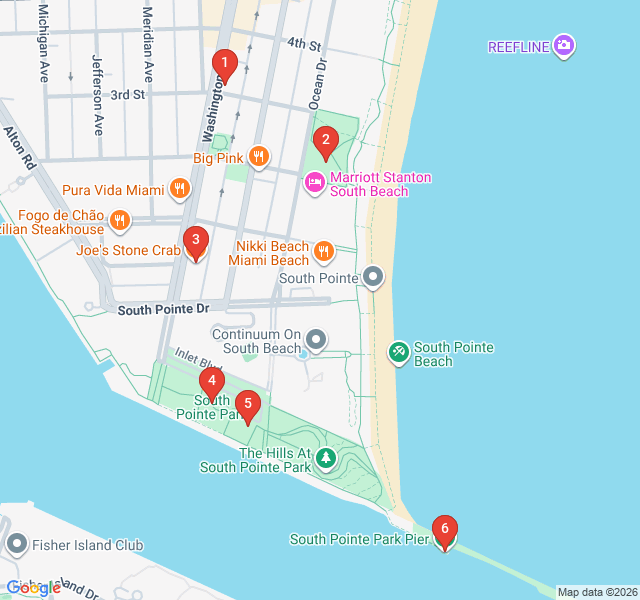 Route map for Sunset & Shores: South Pointe Exploration