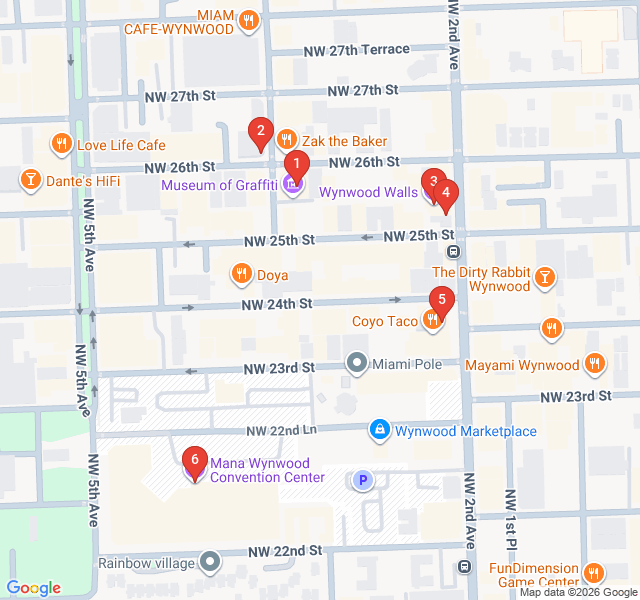 Route map for Wynwood Walls & Urban Canvas