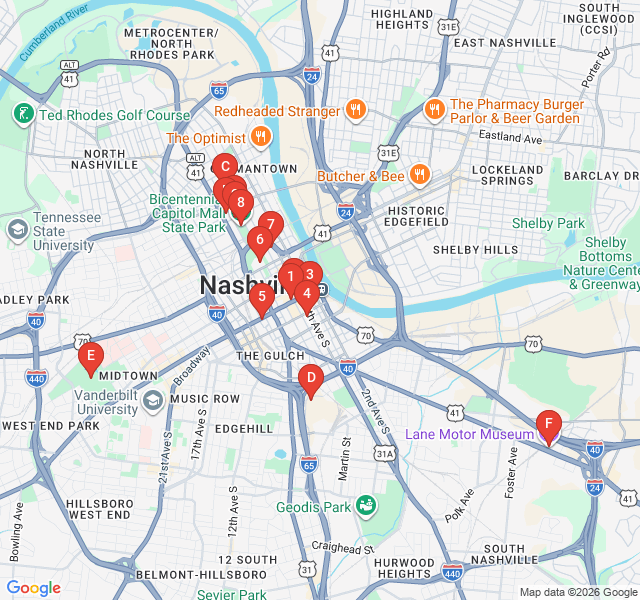 Route map for Bicentennial Mall: A Walk Through Tennessee