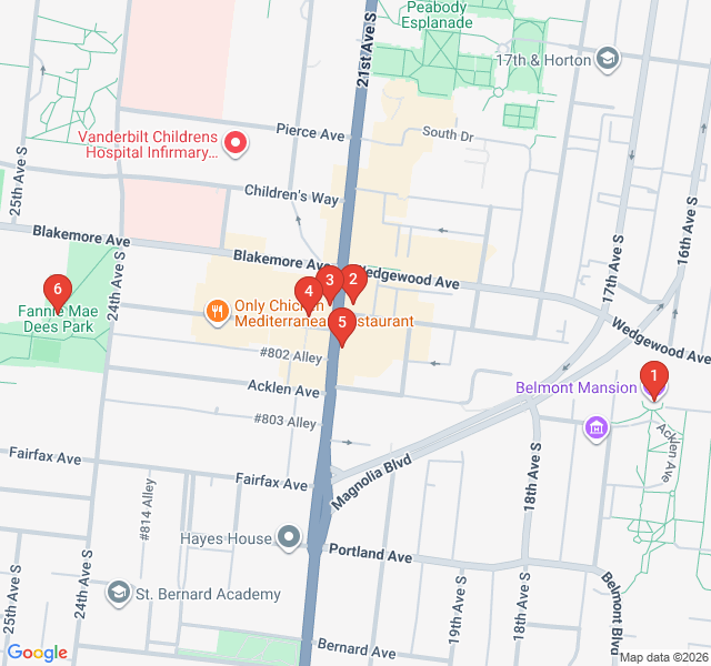 Route map for Hillsboro Village: Academics and Art Deco