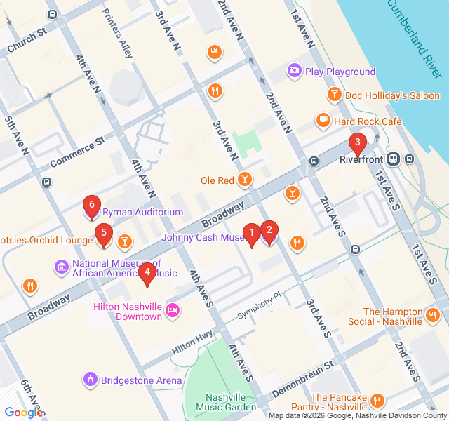 Route map for Legends of Lower Broadway