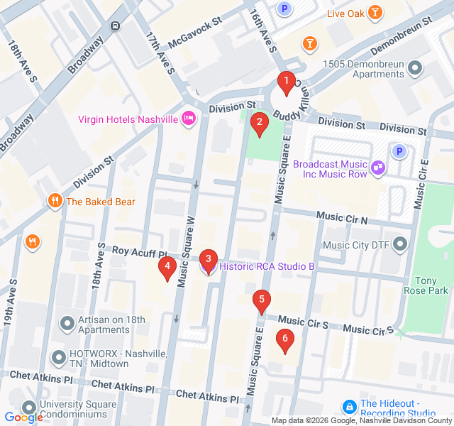 Route map for Music Row: The Hit Factory Walk