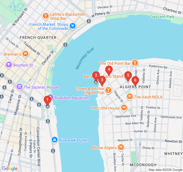 Route map for Algiers Point: The Secret Side of the Crescent