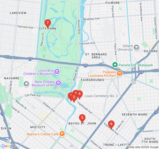 Route map for Esplanade Avenue: The Creole Millionaires' Row