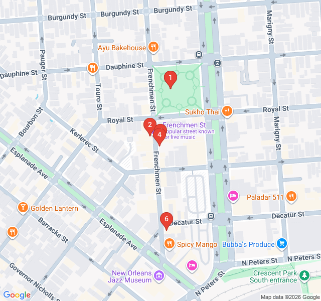 Route map for Frenchmen Street: The Real Rhythm of New Orleans