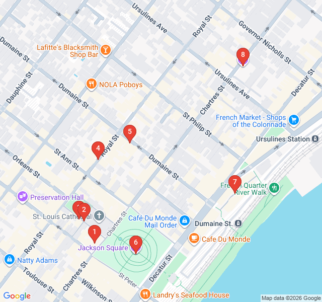 Route map for Hidden Courtyards and Creole Architecture