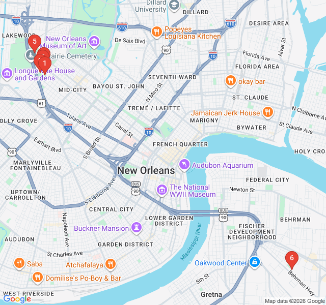 Route map for Mid-City Cities of the Dead: A Cemetery Trail