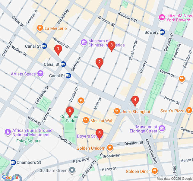 Route map for Chinatown Alleys and Little Italy Squares