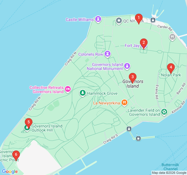 Route map for Governors Island: The City's Secret Escape