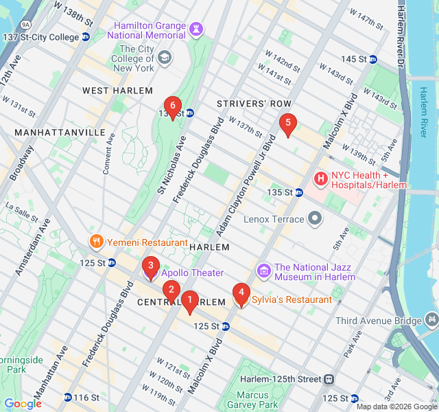 Route map for Harlem Renaissance and Jazz Roots