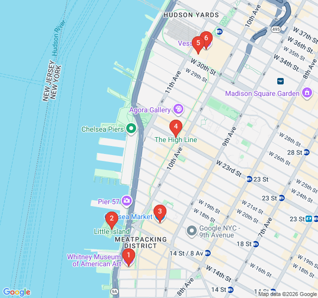 Route map for Industrial Highs: The High Line to Little Island