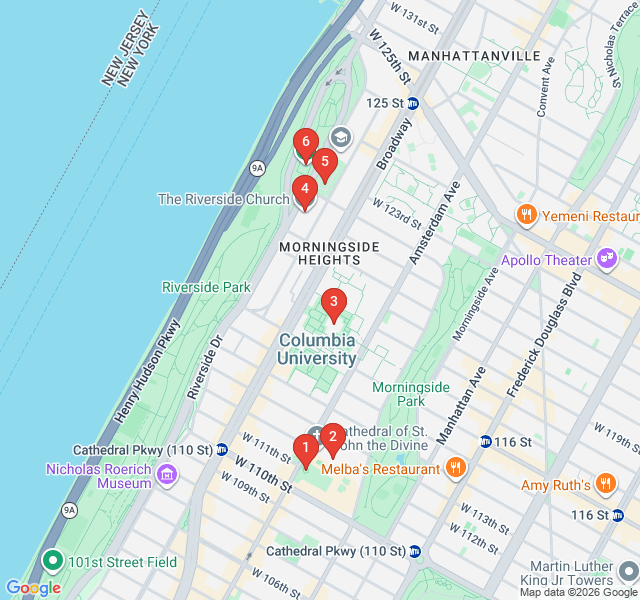 Route map for Morningside Heights: Cathedrals, Campuses, and Cloisters