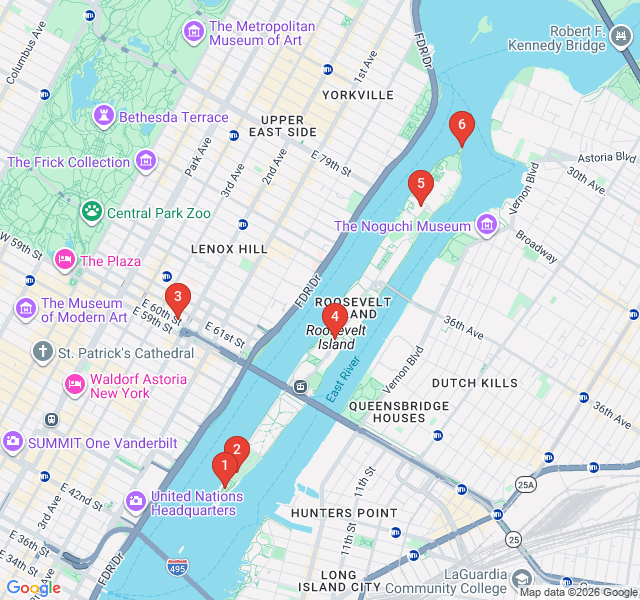 Route map for Roosevelt Island: Trams, Ruins, and River Breezes