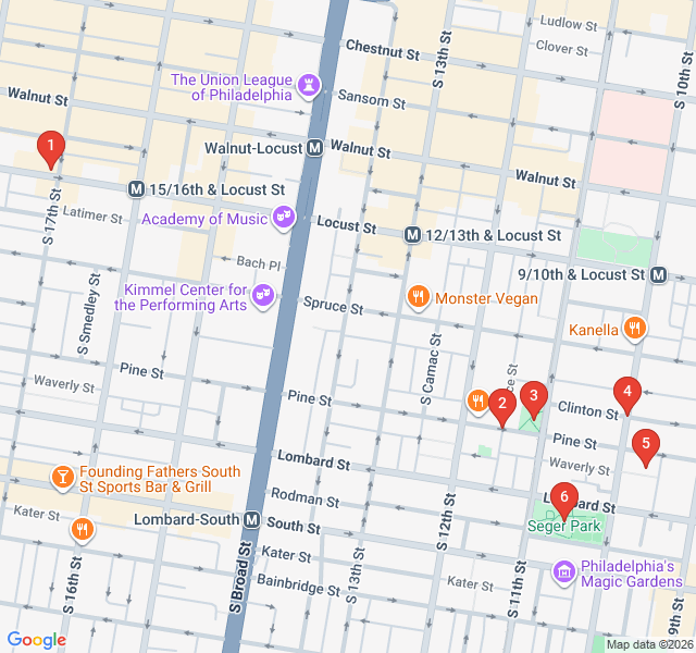 Route map for Antique Row and the Hidden Alleys of Pine Street