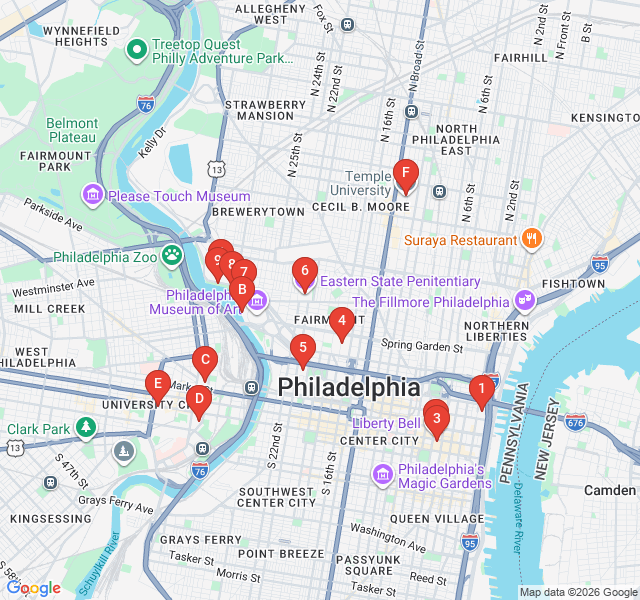 Route map for Fairmount Garden Walk: From Azaleas to Gazebos