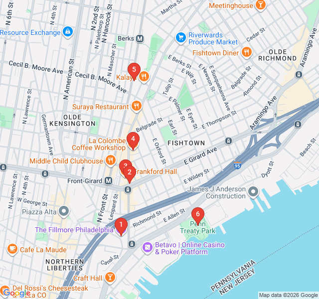 Route map for Fishtown’s Industrial Rebirth and Brews